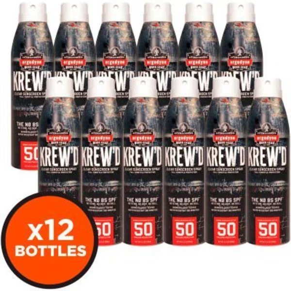 Ergodyne® 6353 KREW'D® SPF 50 Sunscreen Spray, 5.5oz, 12-Pack, Ergodyne, Mfr#: 16639